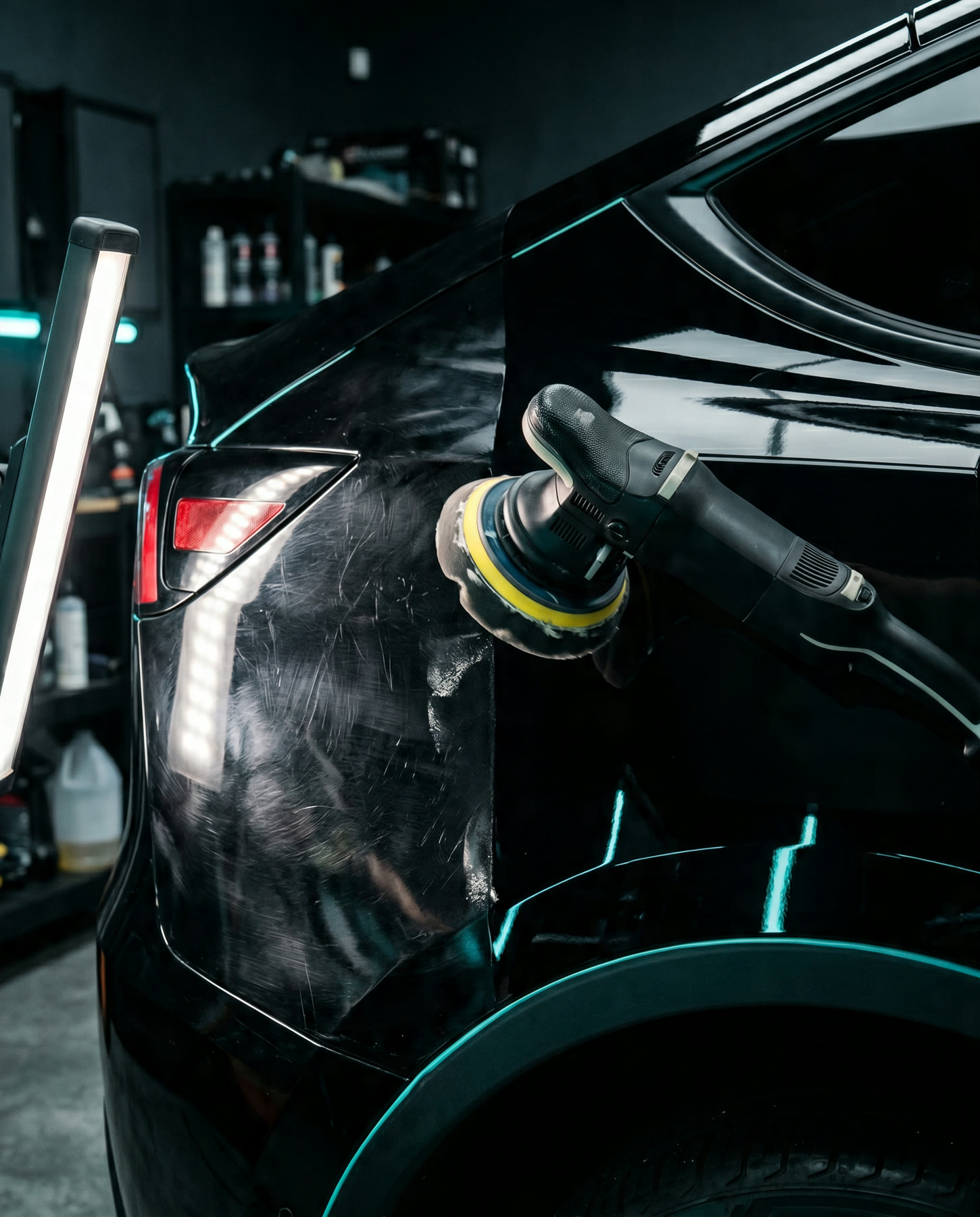 Dual-action polisher mid-correction