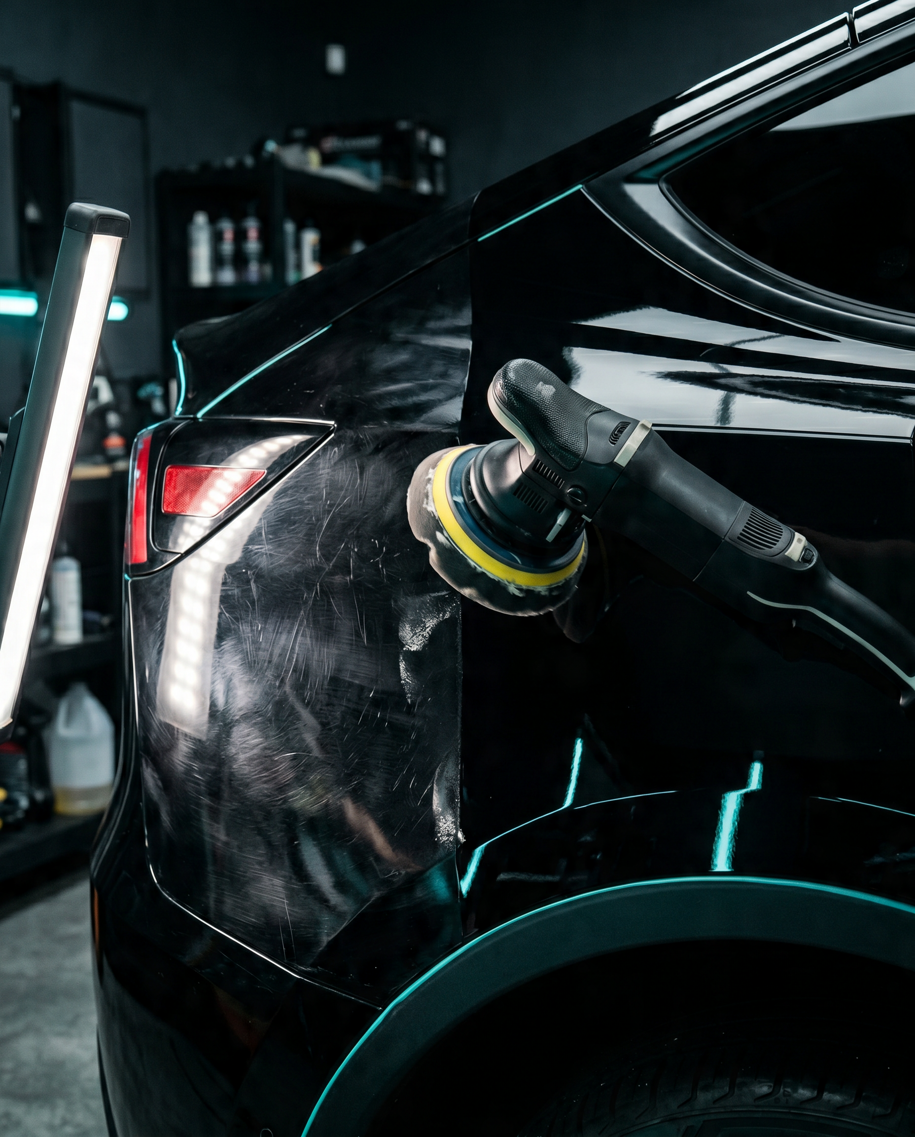 Dual-action polisher mid-correction