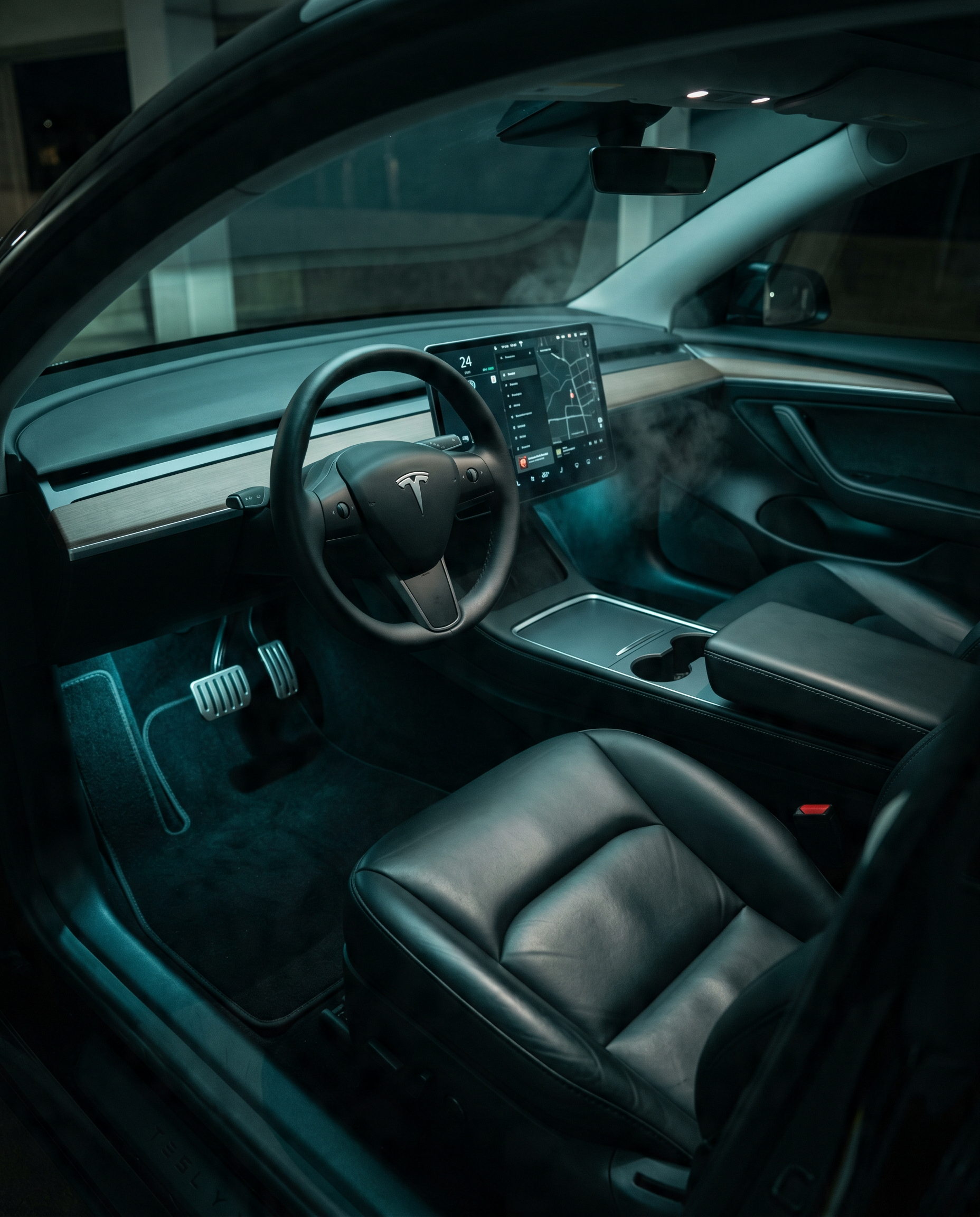 Freshly detailed black Tesla Model Y interior